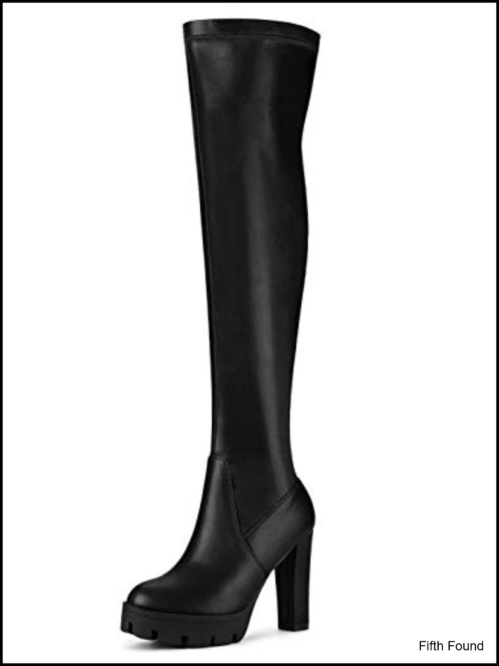 Faux Leather Over Knee Platform Chunky Heel Boots Round Toe Zip